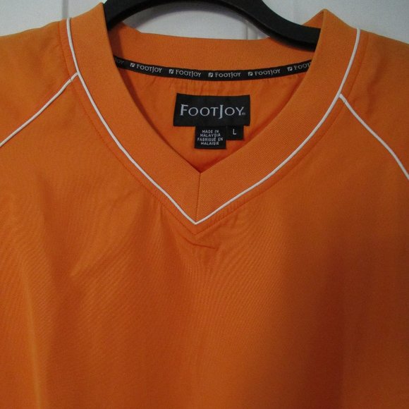 FootJoy Mens L/S Orange Pullover V-Neck Golf Windbreaker NWOT - Size Large - Picture 2 of 2
